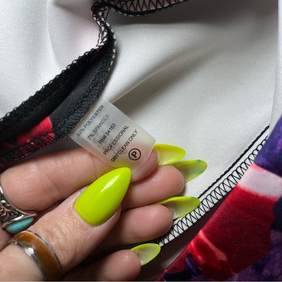 Calvin Klein Scuba Knit Black Floral Sheath Dress Career Wedding Guest Stretch - Picture 7 of 11